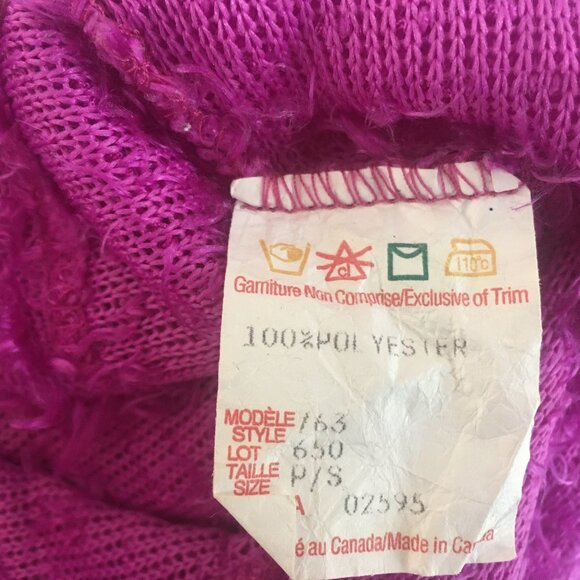 Brody 1990s Purple Fuzzy Fluffy Sleeveless Top Sz S Turtleneck Vintage Fuscia - Picture 9 of 9